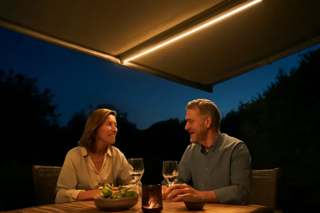 Tende da sole con illuminazione integrata: il dettaglio che rivoluziona le serate all’aperto